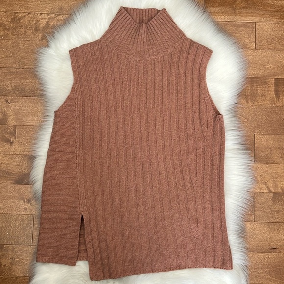 Vince Sweaters - Vince Cashmere and Wool Sleeveless Turtleneck Sweater